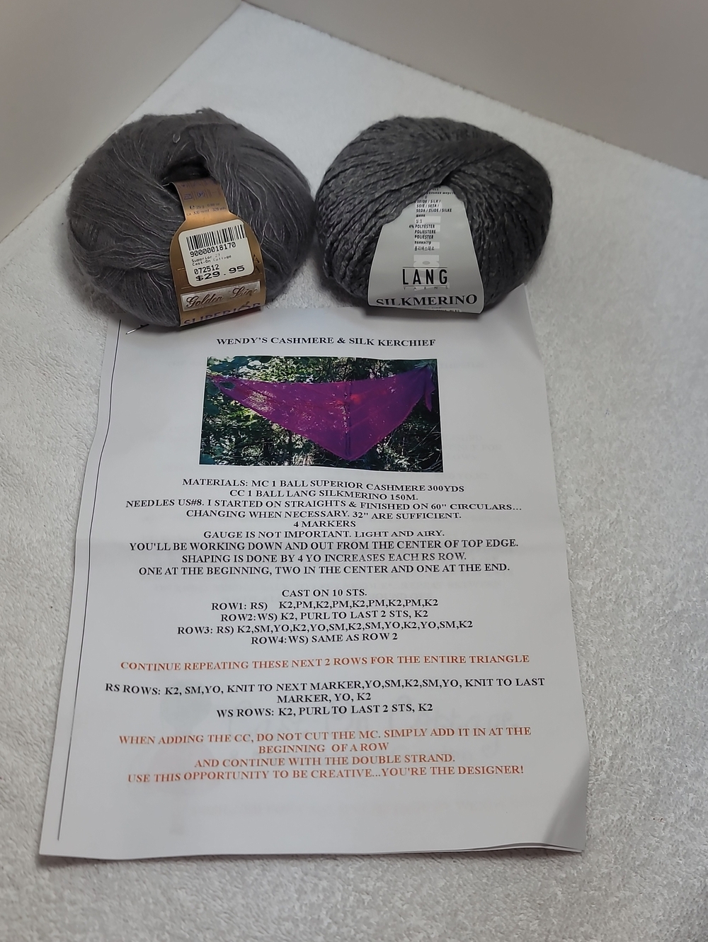Wendy's Cashmere & Silk Kerchief Knit Kit - NWT - #37